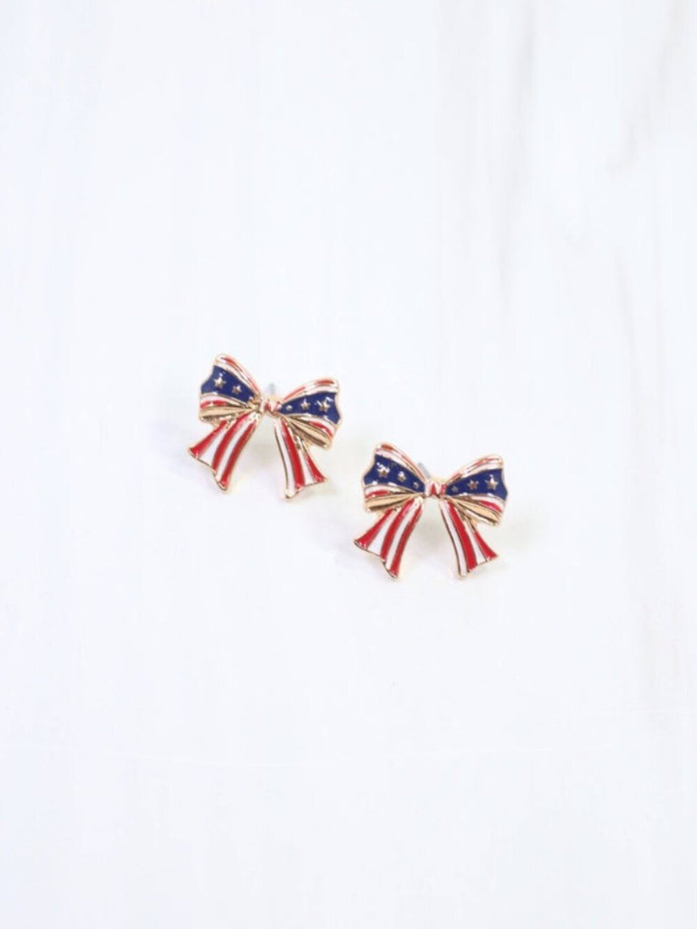 Caroline Hill Red & Blue Heritage Bow Stud Earring